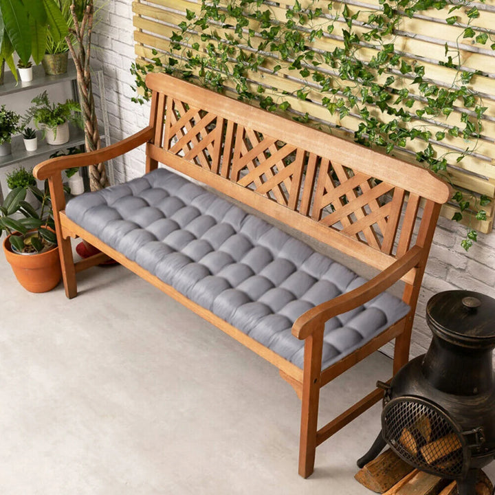 Thick Padded 2/3 Seater Garden Bench Cushion Sun Lounger Pad Recliner Chair Grey - Vogue Vista UK