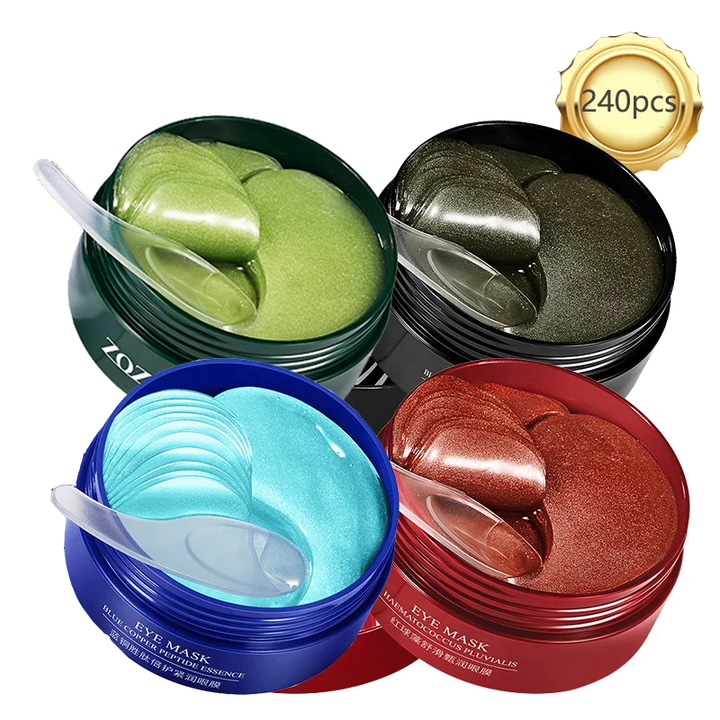 240pcs=120pairs Eye patches Hyaluron Acid & Gold & Seaweed & Black Pearl Hydrating Moisturizing Crystal Collagen Gel Eye Mask - Vogue Vista UK