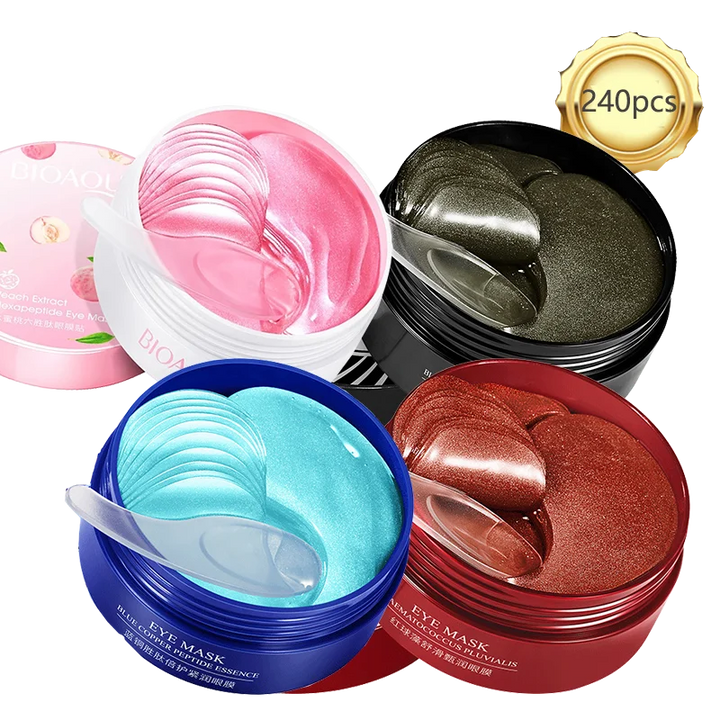 240pcs=120pairs Eye patches Hyaluron Acid & Gold & Seaweed & Black Pearl Hydrating Moisturizing Crystal Collagen Gel Eye Mask - Vogue Vista UK