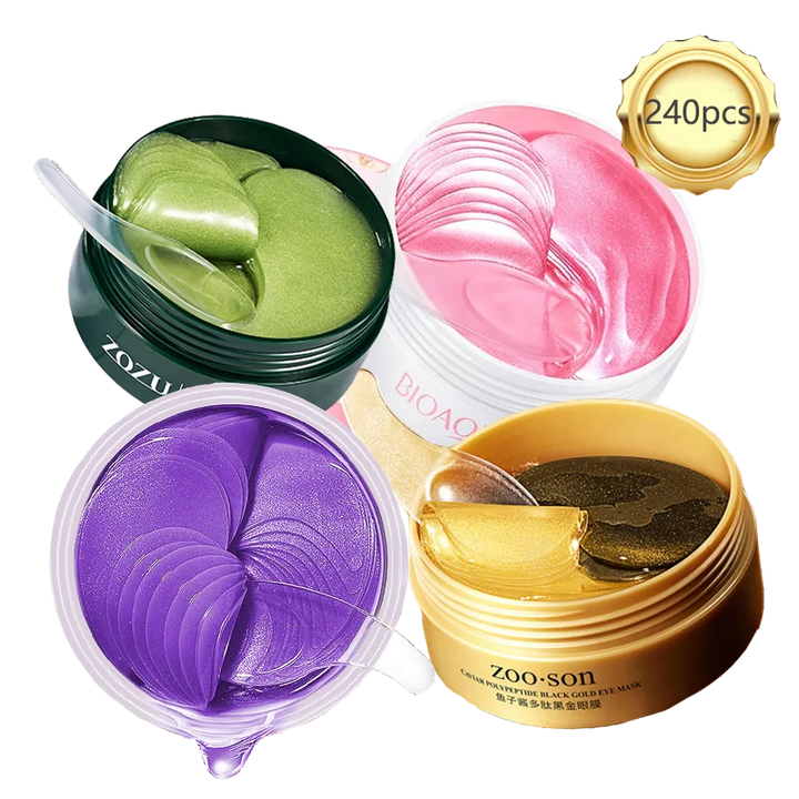 240pcs=120pairs Eye patches Hyaluron Acid & Gold & Seaweed & Black Pearl Hydrating Moisturizing Crystal Collagen Gel Eye Mask - Vogue Vista UK