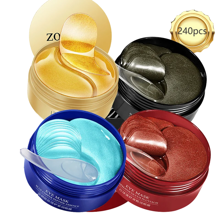240pcs=120pairs Eye patches Hyaluron Acid & Gold & Seaweed & Black Pearl Hydrating Moisturizing Crystal Collagen Gel Eye Mask - Vogue Vista UK