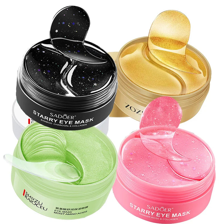 240pcs=120pairs Eye patches Hyaluron Acid & Gold & Seaweed & Black Pearl Hydrating Moisturizing Crystal Collagen Gel Eye Mask - Vogue Vista UK