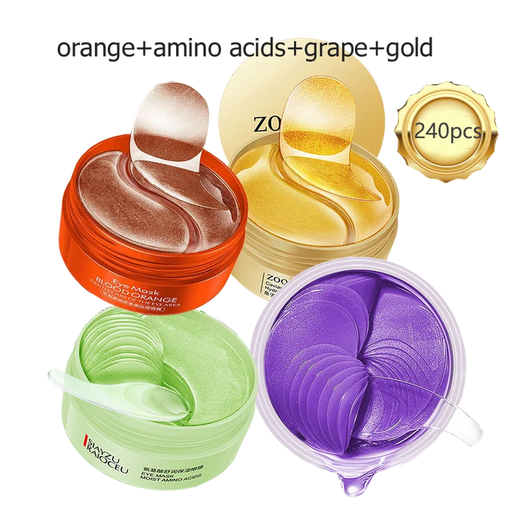 240pcs=120pairs Eye patches Hyaluron Acid & Gold & Seaweed & Black Pearl Hydrating Moisturizing Crystal Collagen Gel Eye Mask - Vogue Vista UK