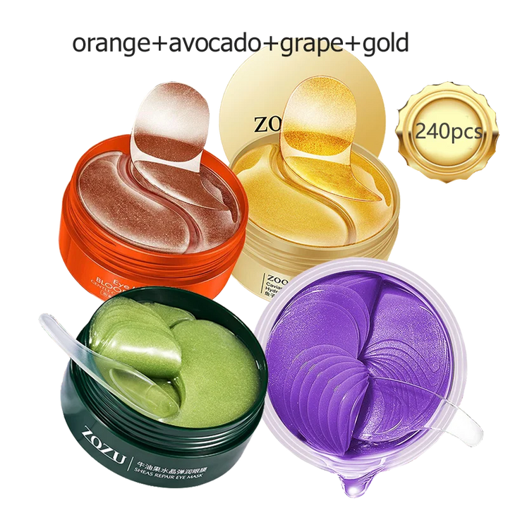240pcs=120pairs Eye patches Hyaluron Acid & Gold & Seaweed & Black Pearl Hydrating Moisturizing Crystal Collagen Gel Eye Mask - Vogue Vista UK