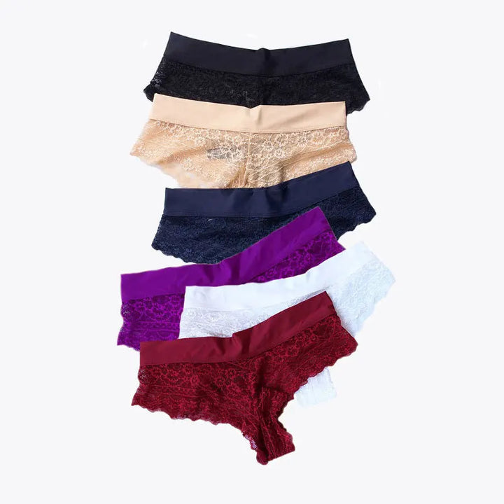 6pcs/lot Soft Women's Sexy Lace Panties Thongs G Strings Seamless Underwear Women Panty Briefs Bikini Cotton Crotch Panties - Vogue Vista UK