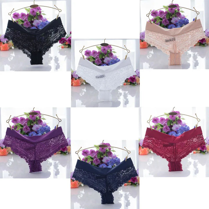 6pcs/lot Soft Women's Sexy Lace Panties Thongs G Strings Seamless Underwear Women Panty Briefs Bikini Cotton Crotch Panties - Vogue Vista UK
