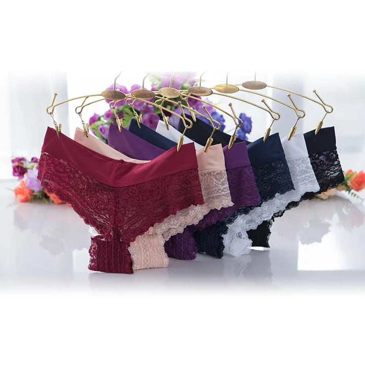6pcs/lot Soft Women's Sexy Lace Panties Thongs G Strings Seamless Underwear Women Panty Briefs Bikini Cotton Crotch Panties - Vogue Vista UK