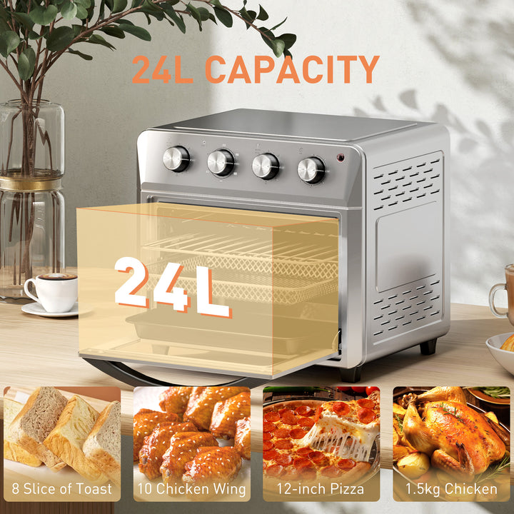 HOMCOM 24L Air Fryer Oven, Small Electric Oven, Grill, Roast, Bake, 1600W - Vogue Vista UK