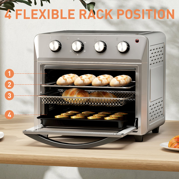 HOMCOM 24L Air Fryer Oven, Small Electric Oven, Grill, Roast, Bake, 1600W - Vogue Vista UK