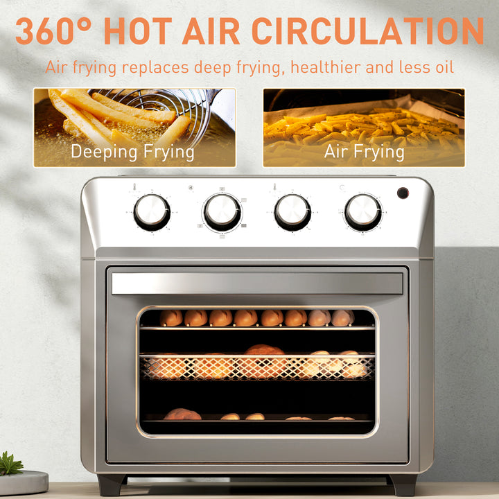 HOMCOM 24L Air Fryer Oven, Small Electric Oven, Grill, Roast, Bake, 1600W - Vogue Vista UK