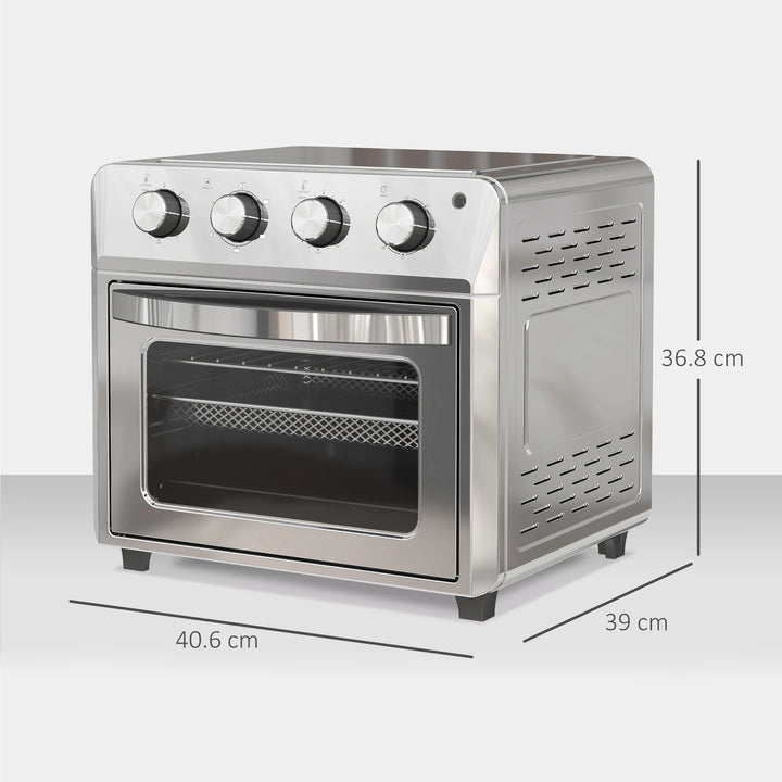 HOMCOM 24L Air Fryer Oven, Small Electric Oven, Grill, Roast, Bake, 1600W - Vogue Vista UK