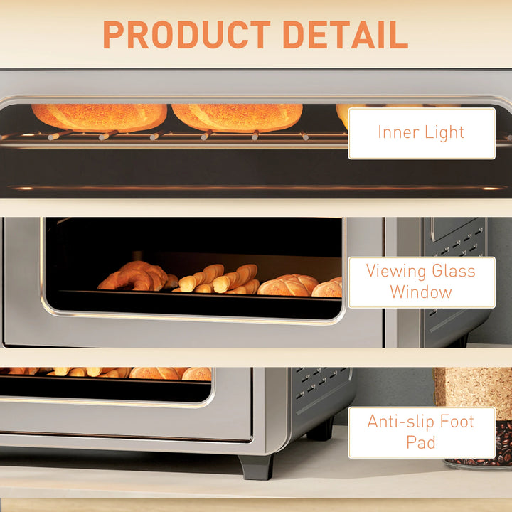 HOMCOM 24L Air Fryer Oven, Small Electric Oven, Grill, Roast, Bake, 1600W - Vogue Vista UK