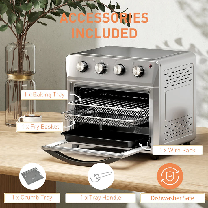 HOMCOM 24L Air Fryer Oven, Small Electric Oven, Grill, Roast, Bake, 1600W - Vogue Vista UK