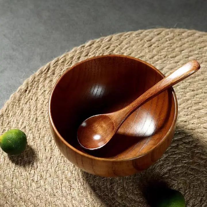 Japanese Wooden Bowls Jujube Wood Children Baby Adults Small Soup Bowls Solid Wood Salad Bowls Retro Household Tableware - Vogue Vista UK
