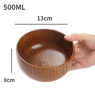 Japanese Wooden Bowls Jujube Wood Children Baby Adults Small Soup Bowls Solid Wood Salad Bowls Retro Household Tableware - Vogue Vista UK