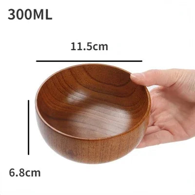 Japanese Wooden Bowls Jujube Wood Children Baby Adults Small Soup Bowls Solid Wood Salad Bowls Retro Household Tableware - Vogue Vista UK