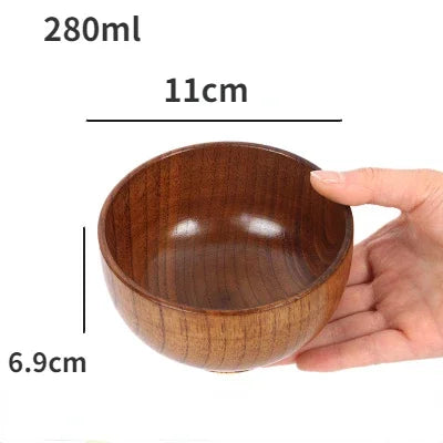 Japanese Wooden Bowls Jujube Wood Children Baby Adults Small Soup Bowls Solid Wood Salad Bowls Retro Household Tableware - Vogue Vista UK