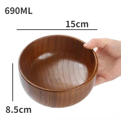 Japanese Wooden Bowls Jujube Wood Children Baby Adults Small Soup Bowls Solid Wood Salad Bowls Retro Household Tableware - Vogue Vista UK