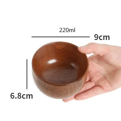 Japanese Wooden Bowls Jujube Wood Children Baby Adults Small Soup Bowls Solid Wood Salad Bowls Retro Household Tableware - Vogue Vista UK