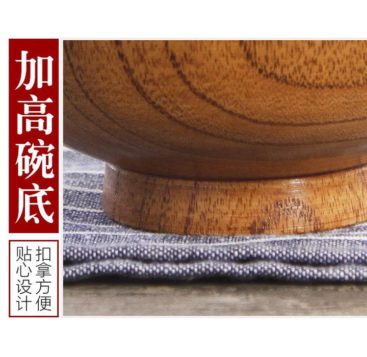 Japanese Wooden Bowls Jujube Wood Children Baby Adults Small Soup Bowls Solid Wood Salad Bowls Retro Household Tableware - Vogue Vista UK