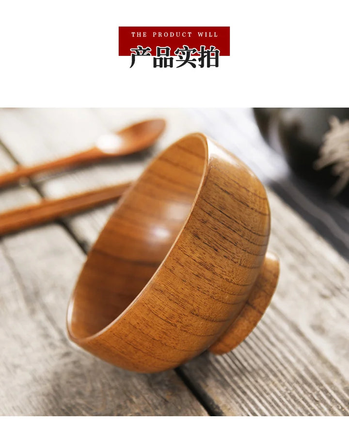 Japanese Wooden Bowls Jujube Wood Children Baby Adults Small Soup Bowls Solid Wood Salad Bowls Retro Household Tableware - Vogue Vista UK