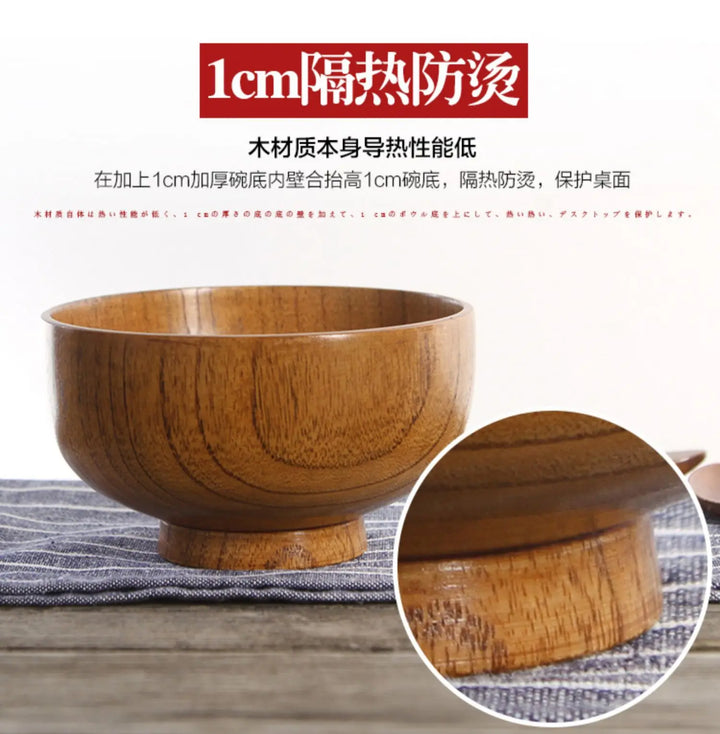 Japanese Wooden Bowls Jujube Wood Children Baby Adults Small Soup Bowls Solid Wood Salad Bowls Retro Household Tableware - Vogue Vista UK