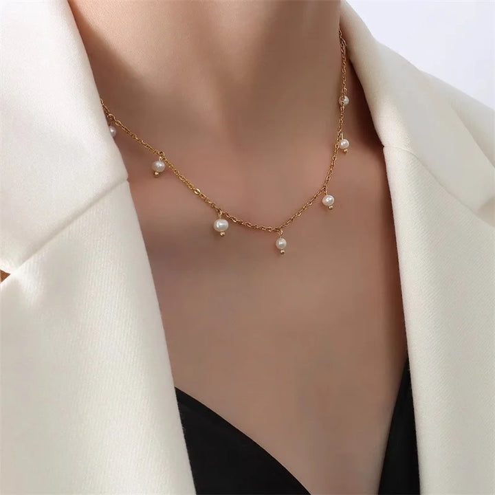 EILIECK 316L Stainless Steel Starfish Shell Zircon Pendant Necklace For Women Fashion New Gift Gold Color Neck Chain Jewelry - Vogue Vista UK