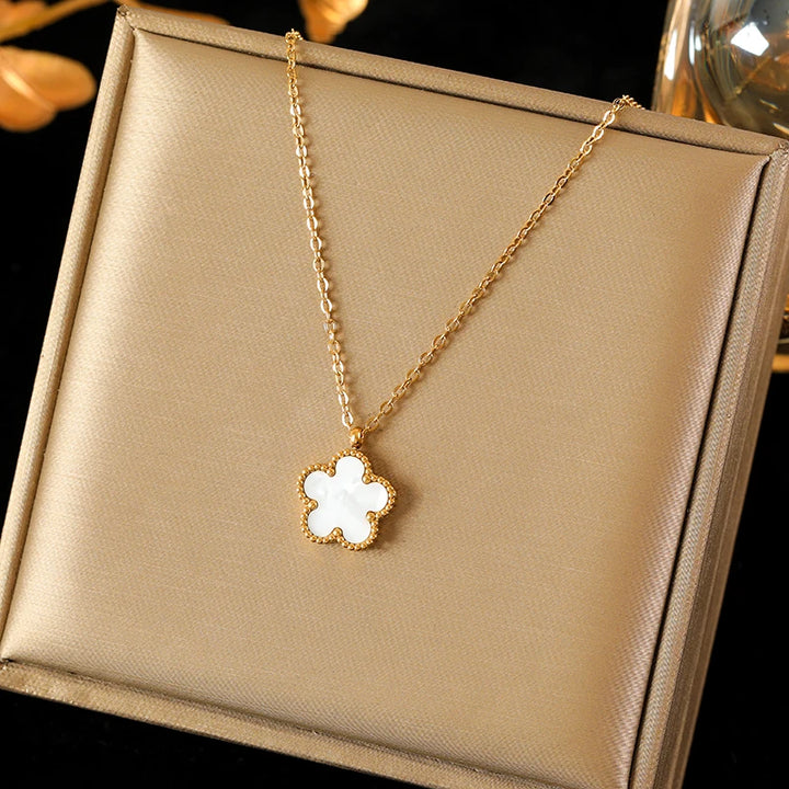EILIECK 316L Stainless Steel Starfish Shell Zircon Pendant Necklace For Women Fashion New Gift Gold Color Neck Chain Jewelry - Vogue Vista UK