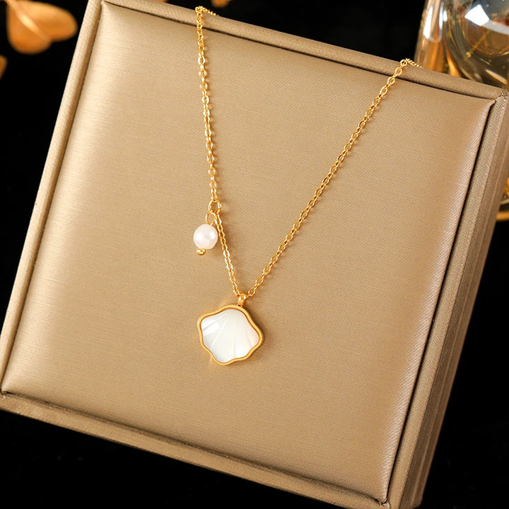 EILIECK 316L Stainless Steel Starfish Shell Zircon Pendant Necklace For Women Fashion New Gift Gold Color Neck Chain Jewelry - Vogue Vista UK