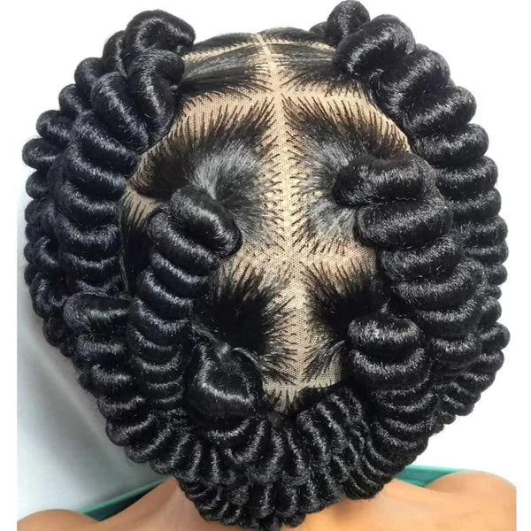 HD full lace wig Bantu Knots Jumbo Twists Braided Wig with Baby Hair. Knotless Box Braids Twisted Braids GlueLess Wig. - Vogue Vista UK