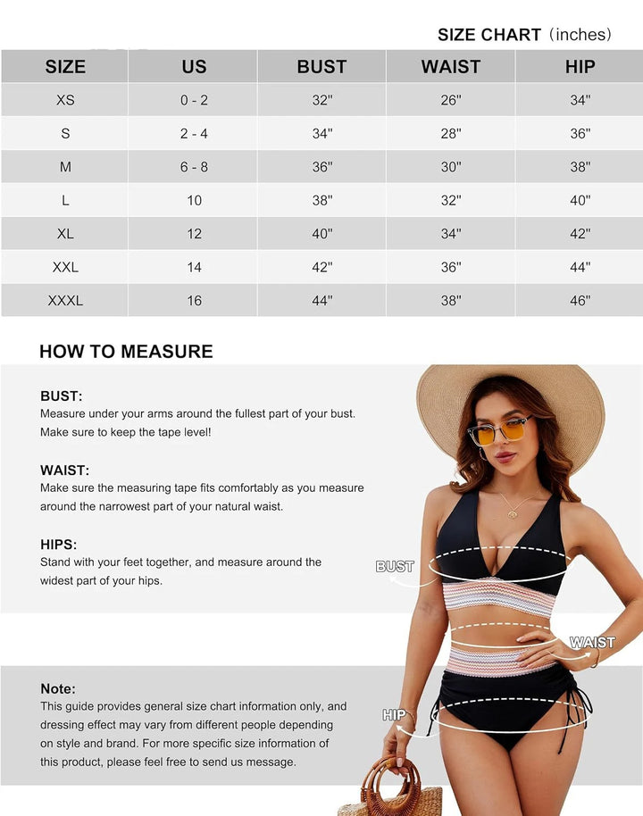 2025 Women's Shoulder High Waist Split Bikini Swimsuit Set with Chest Cushion and Adjustable Shoulder Straps - Vogue Vista UK