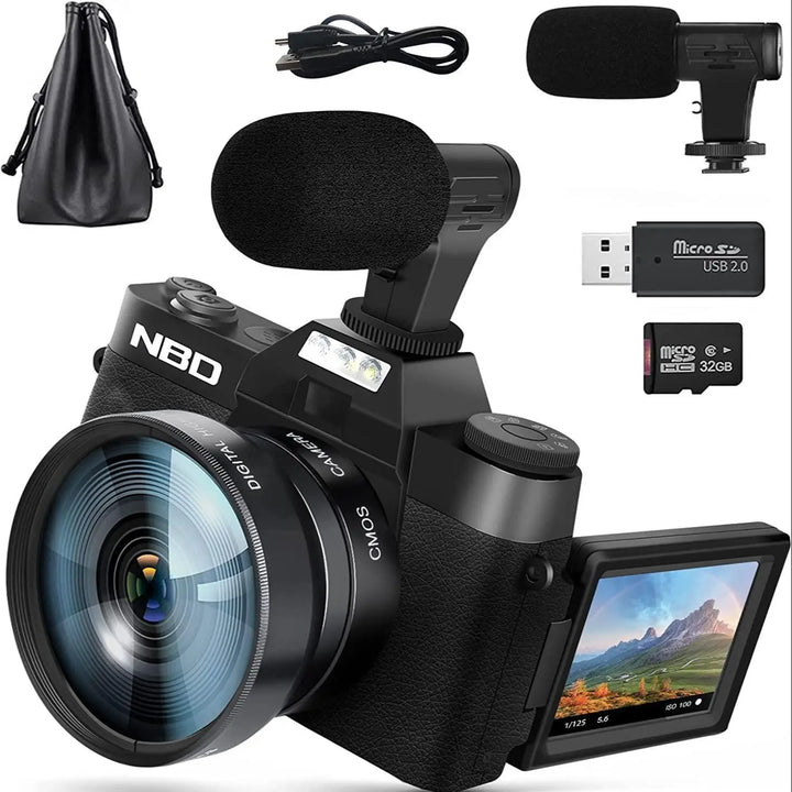 NBD 4K Digital Camera Video Camcorder 48MP Cameras for Photography,Vlogging Camera Compact Camera with Flip Screen Autofocus - Vogue Vista UK