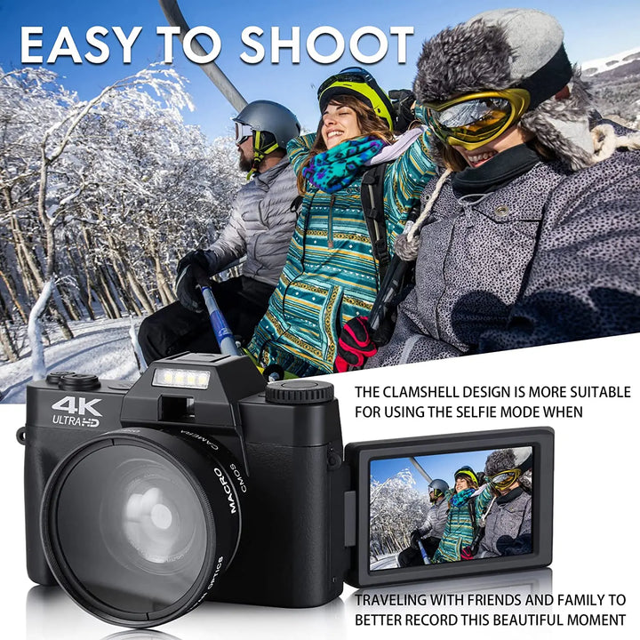 NBD 4K Digital Camera Video Camcorder 48MP Cameras for Photography,Vlogging Camera Compact Camera with Flip Screen Autofocus - Vogue Vista UK