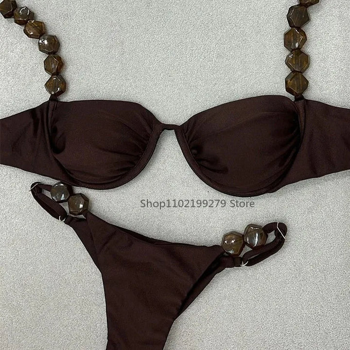 2025 Sexy Bikini Set High Waist Golden Printed Women Swimwear Push Up Bikinis Swimsuit Female Biquini Bathing Suit - Vogue Vista UK