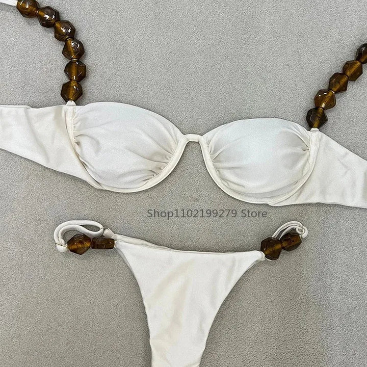 2025 Sexy Bikini Set High Waist Golden Printed Women Swimwear Push Up Bikinis Swimsuit Female Biquini Bathing Suit - Vogue Vista UK