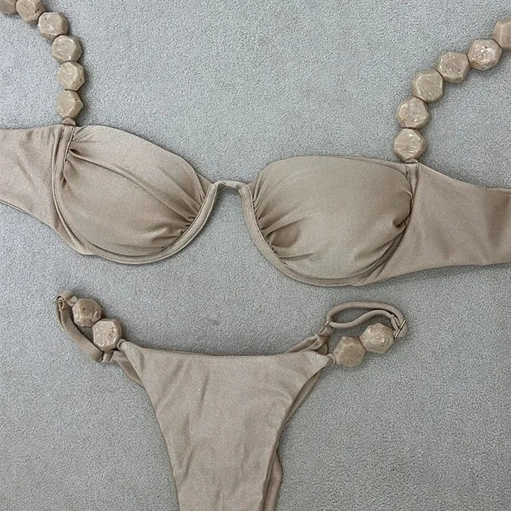 2025 Sexy Bikini Set High Waist Golden Printed Women Swimwear Push Up Bikinis Swimsuit Female Biquini Bathing Suit - Vogue Vista UK