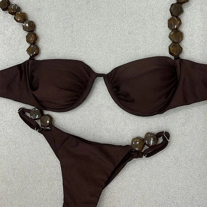 2025 Sexy Bikini Set High Waist Golden Printed Women Swimwear Push Up Bikinis Swimsuit Female Biquini Bathing Suit - Vogue Vista UK
