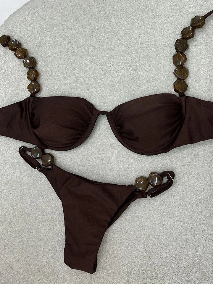 2025 Sexy Bikini Set High Waist Golden Printed Women Swimwear Push Up Bikinis Swimsuit Female Biquini Bathing Suit - Vogue Vista UK