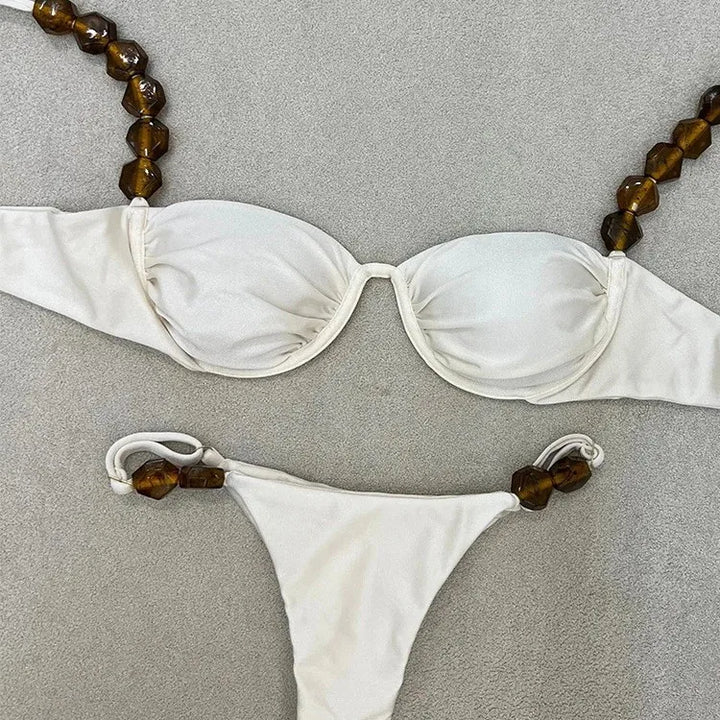 2025 Sexy Bikini Set High Waist Golden Printed Women Swimwear Push Up Bikinis Swimsuit Female Biquini Bathing Suit - Vogue Vista UK