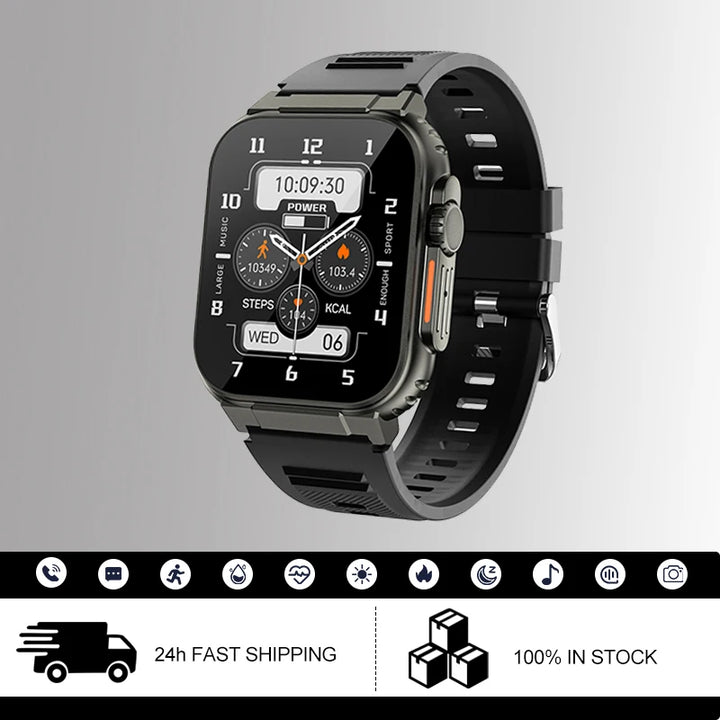 Waterproof Smart Watch Full Screen Touch 1.96 Inch Sports Smartwatch Bluetooth Call Heart Rate Blood Oxygen Monitoring - Vogue Vista UK