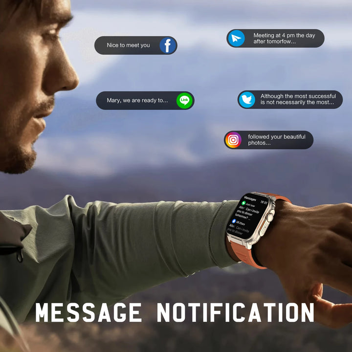 Waterproof Smart Watch Full Screen Touch 1.96 Inch Sports Smartwatch Bluetooth Call Heart Rate Blood Oxygen Monitoring - Vogue Vista UK