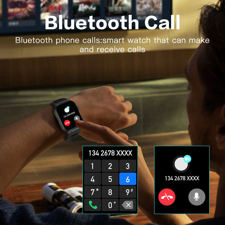 Waterproof Smart Watch Full Screen Touch 1.96 Inch Sports Smartwatch Bluetooth Call Heart Rate Blood Oxygen Monitoring - Vogue Vista UK