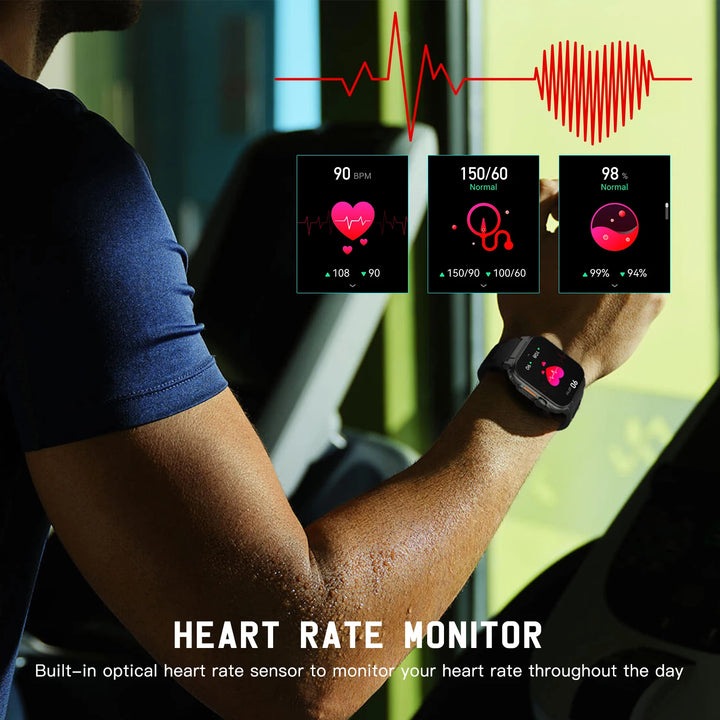 Waterproof Smart Watch Full Screen Touch 1.96 Inch Sports Smartwatch Bluetooth Call Heart Rate Blood Oxygen Monitoring - Vogue Vista UK
