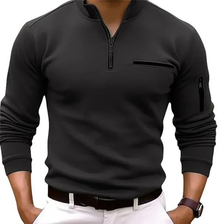 Men's Long Sleeve Polo Shirt Fashion Solid Color Leisure Sports Pullover Golf Slim T-shirt Business Casual Men's Wear. - Vogue Vista UK