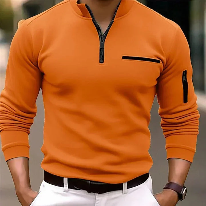 Men's Long Sleeve Polo Shirt Fashion Solid Color Leisure Sports Pullover Golf Slim T-shirt Business Casual Men's Wear. - Vogue Vista UK