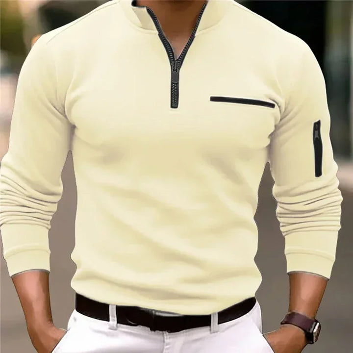 Men's Long Sleeve Polo Shirt Fashion Solid Color Leisure Sports Pullover Golf Slim T-shirt Business Casual Men's Wear. - Vogue Vista UK