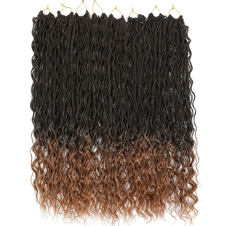 Synthetic Goddess Box Braid Crochet Hair 24" Honey Blonde Boho Bohemian Pre-looped Platinum Blonde Braiding Hair with Curly Ends - Vogue Vista UK