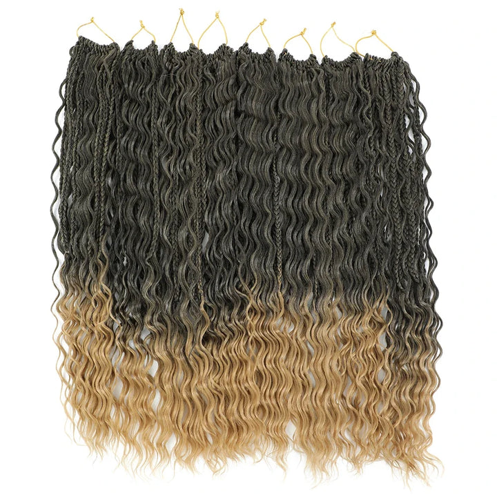 Synthetic Goddess Box Braid Crochet Hair 24" Honey Blonde Boho Bohemian Pre-looped Platinum Blonde Braiding Hair with Curly Ends - Vogue Vista UK
