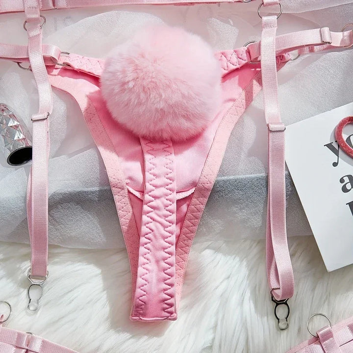 Bunny Girl Sexy Lingerie Set For Women Hollow Out See-Through Straps Patchwork Sexy Bunny Headband Lingerie Bra Set - Vogue Vista UK