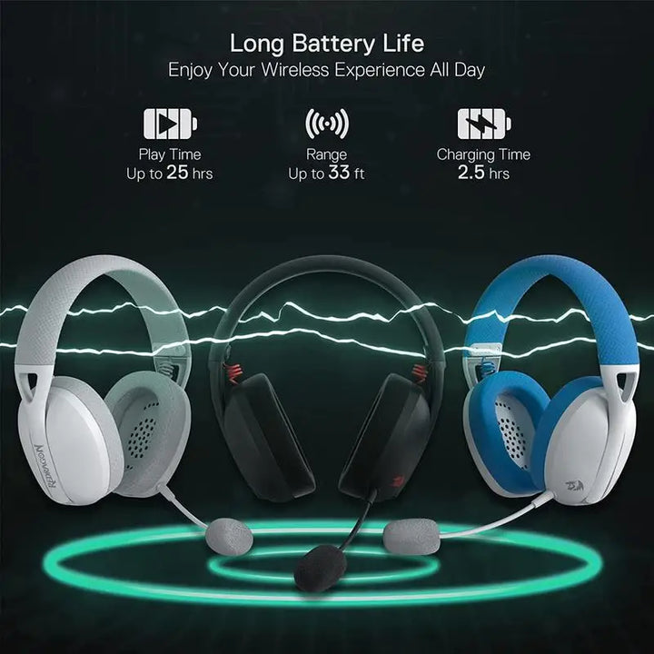 Redragon H848 Headset Bluetooth Wireless Gaming Lightweight 7.1 Surround Sound 40MM Drivers Detachable Microphone Multi Platform - Vogue Vista UK
